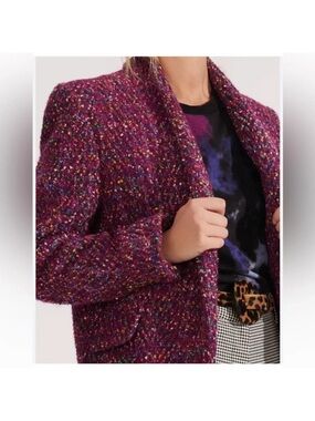 VERONICA BEARD | Crispin Multi Purple Magenta Tweed Oversized Coat Size 8
